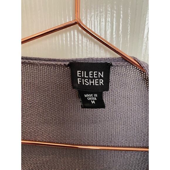 Eileen Fisher Purple Linen Open Front Cardigan Sweater Size Medium - Picture 4 of 4